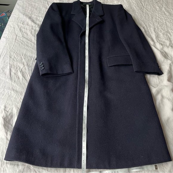 Vintage Berwin Navy Long Wool/Cashmere Overcoat - Picture 7 of 10